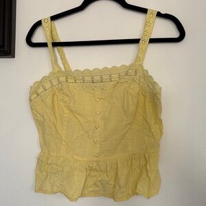 Milk & Honey Yellow Lace Trimmed Women's Top L